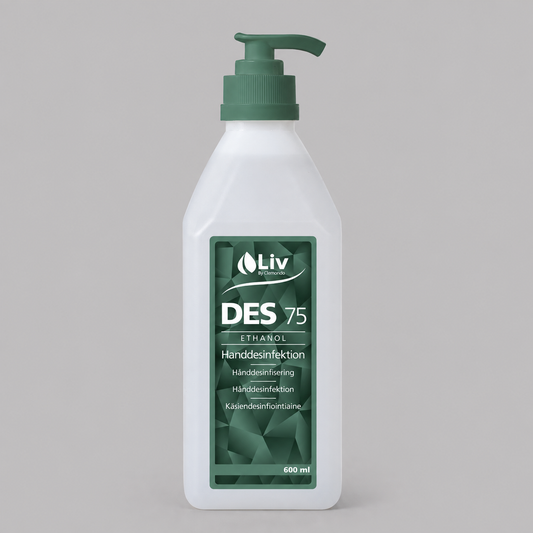 LIV DES 75 handdesinfektion, 600 ml flaska med grön pump